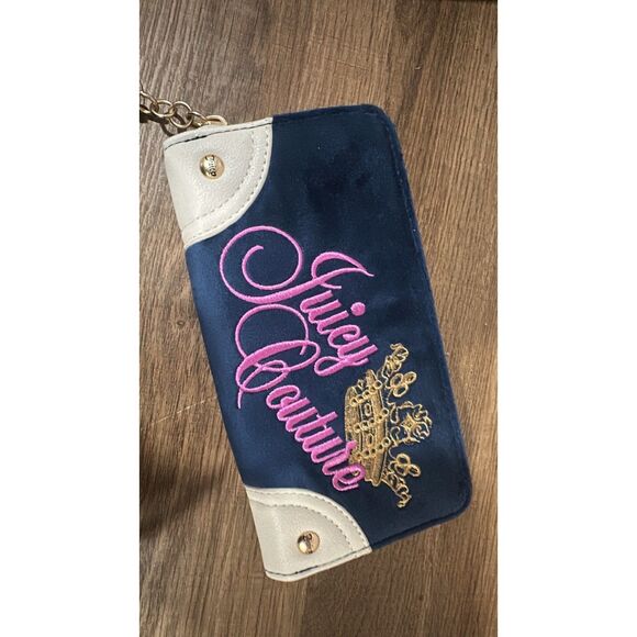Juicy Couture The Key to Juicy Gusset Zip Around Regal Blue Wallet NWT - Picture 3 of 6